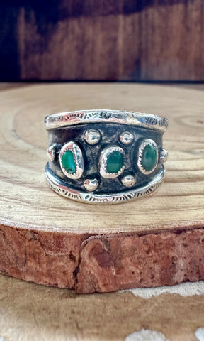 A. BEGAY VINTAGE Turquoise and Sterling Silver Mens Ring • 10 1/2