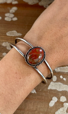 JASPER MEMORIES Sterling Silver & Red Jasper Cuff