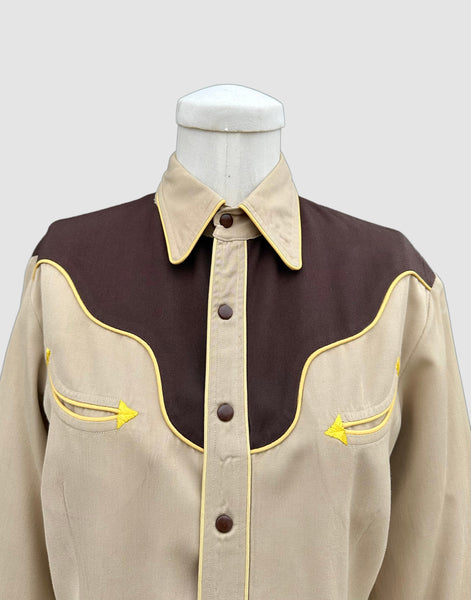 1950s VINTAGE WESTERN GABARDINE Shirt • Women's Small
