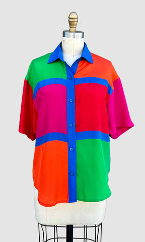 1980s BLAIR BOUTIQUE Vintage Silk Shirt • Small