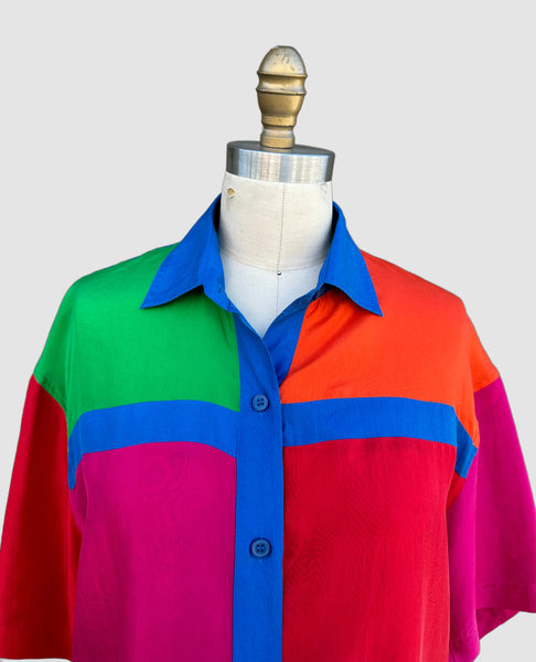 1980s BLAIR BOUTIQUE Vintage Silk Shirt • Small