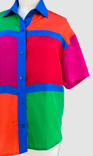 1980s BLAIR BOUTIQUE Vintage Silk Shirt • Small