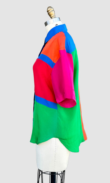 1980s BLAIR BOUTIQUE Vintage Silk Shirt • Small