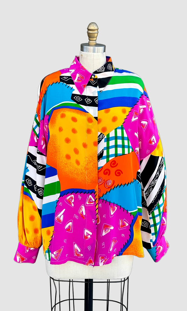 1980s STARINGTON Vintage Silk Shirt • Medium