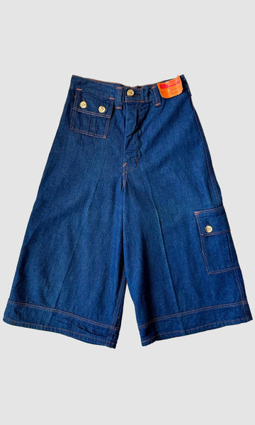 70s JUNIOR DESTINY Denim Culottes Dead Stock Shorts • Size X-Small