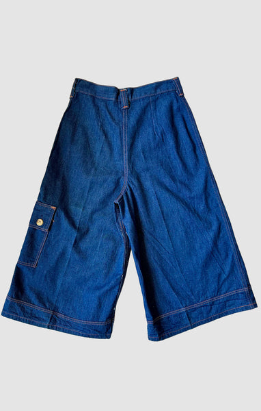 70s JUNIOR DESTINY Denim Culottes Dead Stock Shorts • Size X-Small