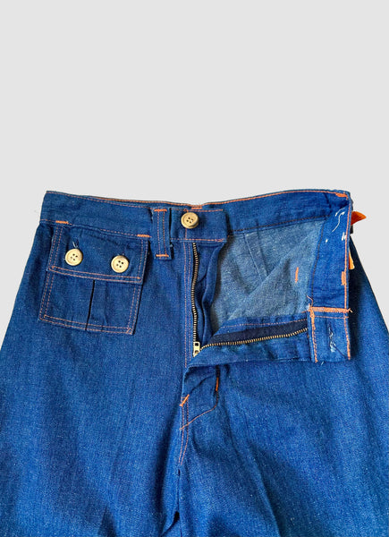 70s JUNIOR DESTINY Denim Culottes Dead Stock Shorts • Size X-Small