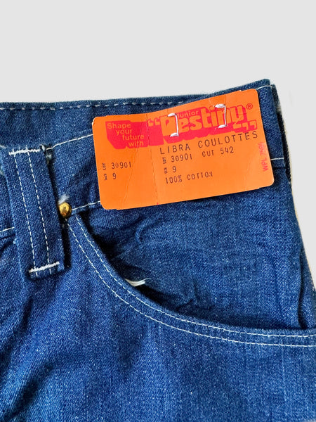1970s JUNIOR DESTINY Denim Culottes Dead Stock Shorts • Size Small