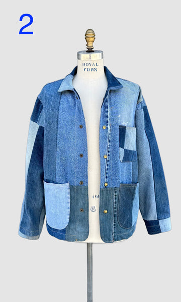 REPURPOSED PATCHWORK DENIM Chore Jackets • Size Larges (2 available)