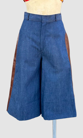 1970s DENIM CULOTTES Dead Stock Shorts • Small