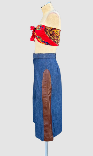 1970s DENIM CULOTTES Dead Stock Shorts • Small
