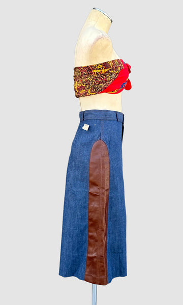 1970s DENIM CULOTTES Dead Stock Shorts • Small