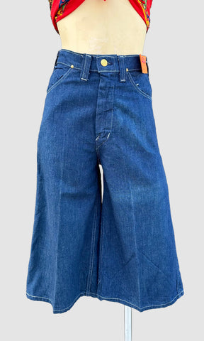 1970s JUNIOR DESTINY Denim Culottes Dead Stock Shorts • Size Small