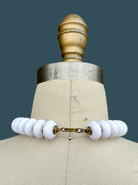 MIRIAM HASKELL Choker Necklace Vintage 70s/80s Jewelry Silver Metal and Resin