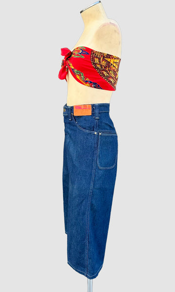 1970s JUNIOR DESTINY Denim Culottes Dead Stock Shorts • Size Small