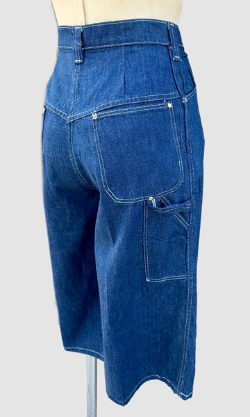 1970s JUNIOR DESTINY Denim Culottes Dead Stock Shorts • Size Small