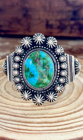 JAMES MASON Navajo Turquoise Sterling Silver Cuff 62g