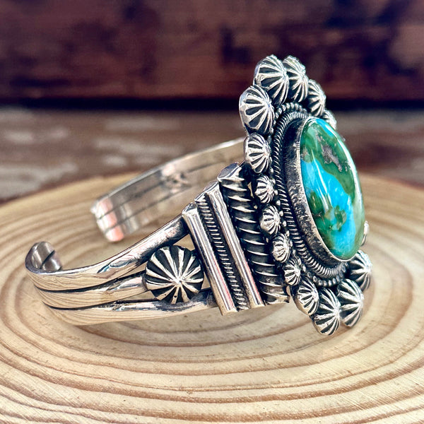 JAMES MASON Navajo Turquoise Sterling Silver Cuff 62g