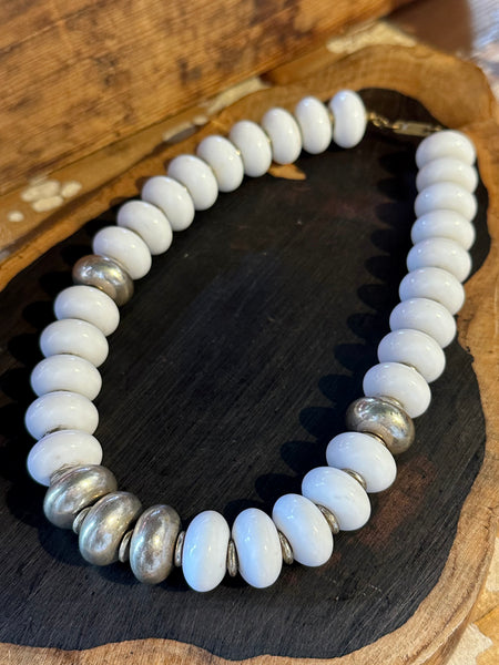 MIRIAM HASKELL Choker Necklace Vintage 70s/80s Jewelry Silver Metal and Resin