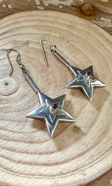 VINTAGE SHOOTING STAR Silver Dangle Earrings
