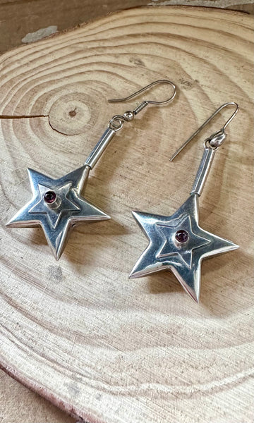 VINTAGE SHOOTING STAR Silver Dangle Earrings