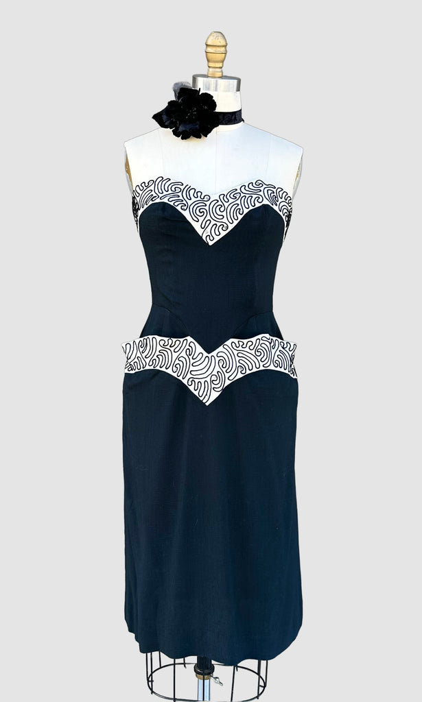 1950s VINTAGE Strapless Cocktail Dress • Small