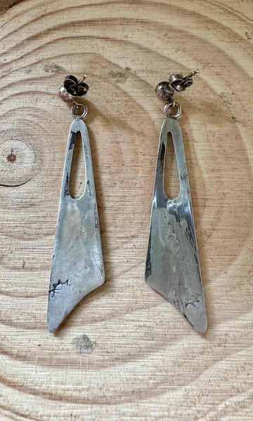 VINTAGE SILVER DECO Dangle Stud Earrings