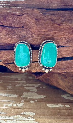 GREEN GODDESS TURQUOISE and Sterling Silver Stud Earrings