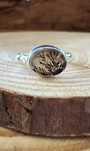 DENDRITIC AGATE and Silver Ring • Size 6