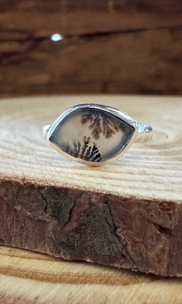 DENDRITIC AGATE and Silver Ring • Size 7