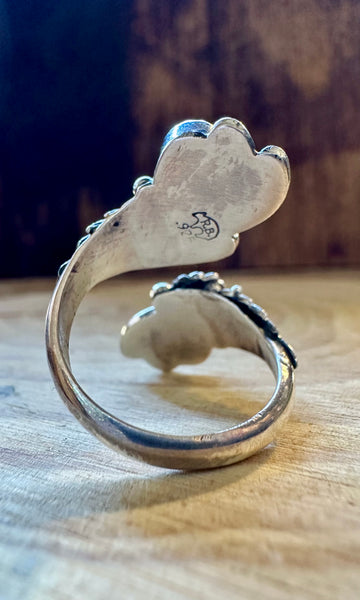 RUNNING BEAR Adjustable Turquoise and Silver Ring • Multiple Sizes