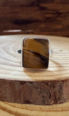 TIGER'S EYE and Silver Ring • Size 7