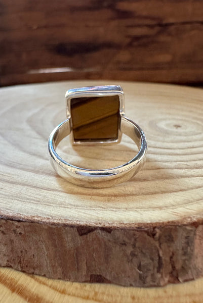 TIGER'S EYE and Silver Ring • Size 7