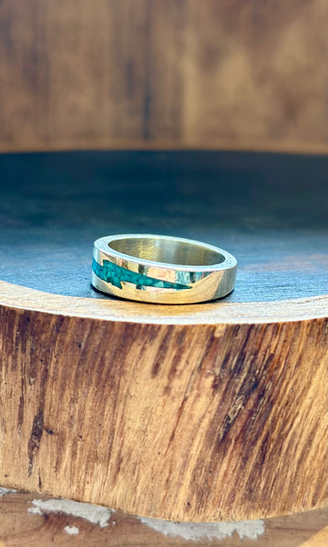 TURQUOISE LIGHTNING BOLT Sterling Silver Ring • Size 7