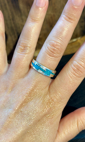 TURQUOISE LIGHTNING BOLT Sterling Silver Ring • Size 7