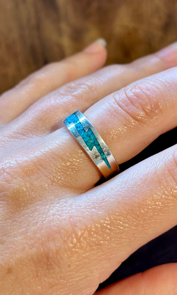 TURQUOISE LIGHTNING BOLT Sterling Silver Ring • Size 7