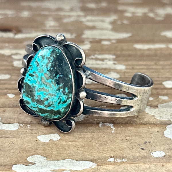 TIME FOR YOU Chimney Butte Navajo Cuff, Turquoise & Sterling Silver 60g