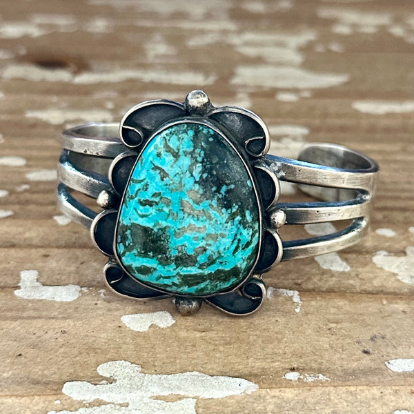 TIME FOR YOU Chimney Butte Navajo Cuff, Turquoise & Sterling Silver 60g