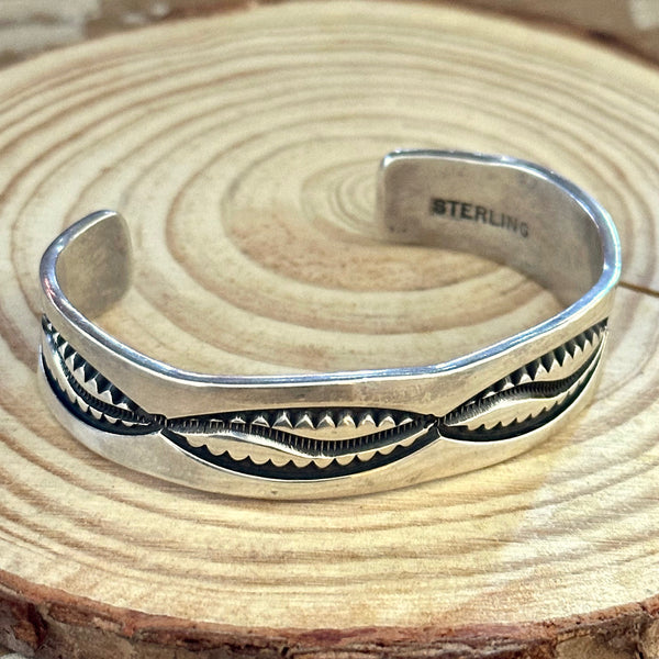 FOREVER GROWING Sterling Silver Overlay Hopi Design Cuff 32g