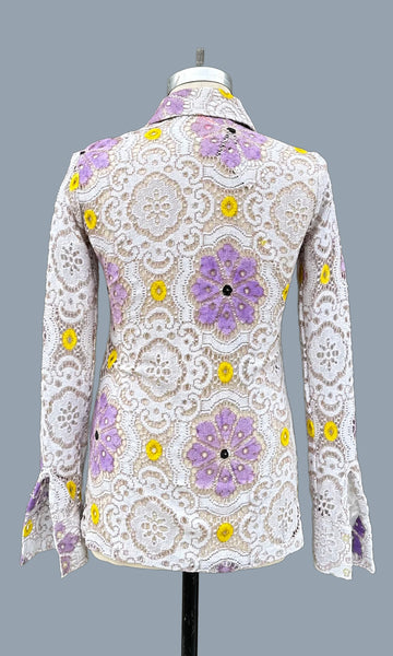 LEELA INDIAN 70s Vintage Lace Shirt • Mens Small