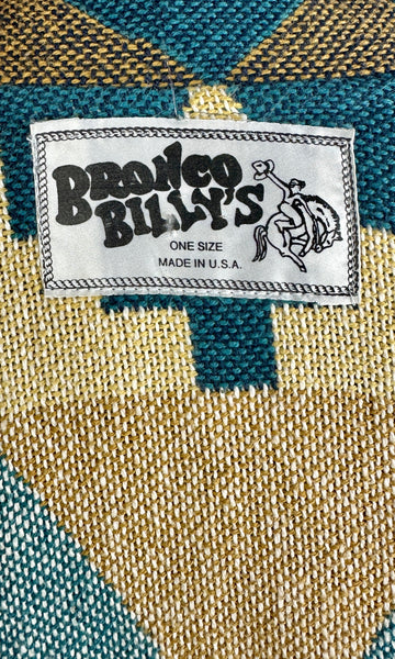 BRONCO BILLYS 80s Fringed Blanket Oversized Coat • One Size