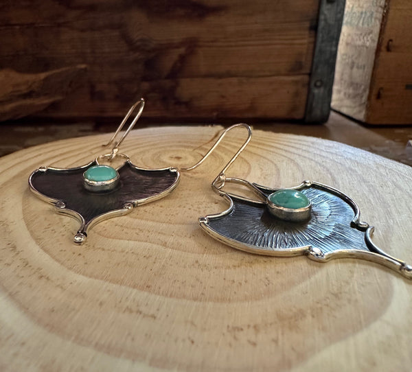 GO BATTY Large Sterling Silver & Turquoise Earrings