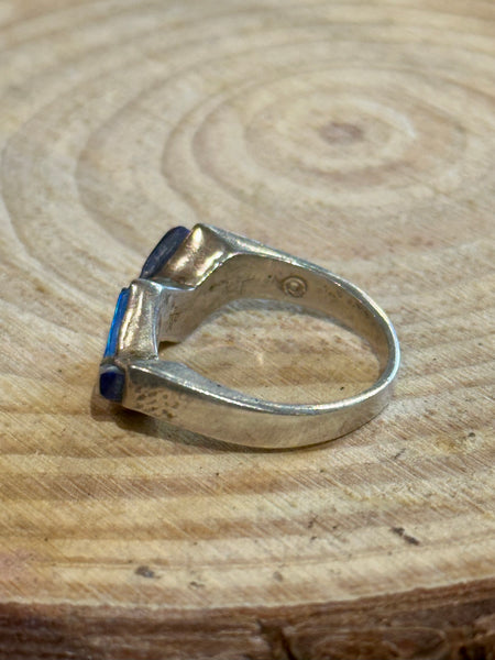 BLUE WAVES Multi Stone Inlay Zig-Zag Sterling Silver Ring • Sizes 6 1/4 & 6 1/2