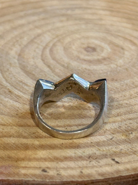 BLUE WAVES Multi Stone Inlay Zig-Zag Sterling Silver Ring • Sizes 6 1/4 & 6 1/2
