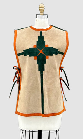 LEATHER 60s/70s Vintage Vest • Open Sizing