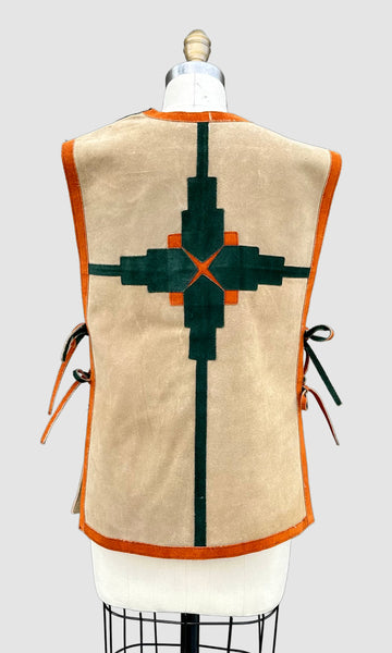LEATHER 60s/70s Vintage Vest • Open Sizing