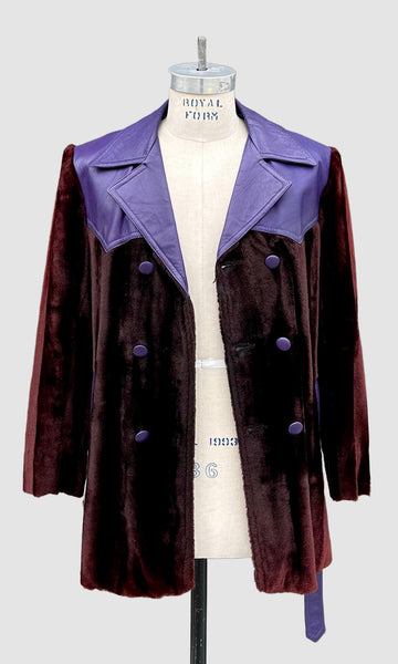 FUNKY FUR & LEATHER Vintage 70s Mens Coat • Mens Medium
