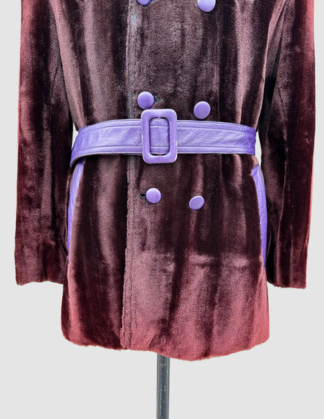 FUNKY FUR & LEATHER Vintage 70s Mens Coat • Mens Medium