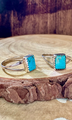 SMALL SQUARE TURQUOISE & Sterling Silver Ring • Sizes 8 & 9