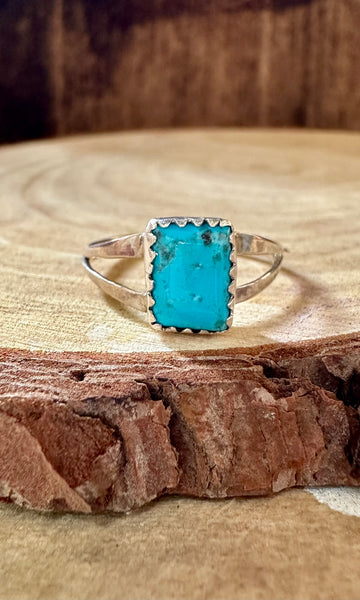 SMALL SQUARE TURQUOISE & Sterling Silver Ring • Sizes 8 & 9